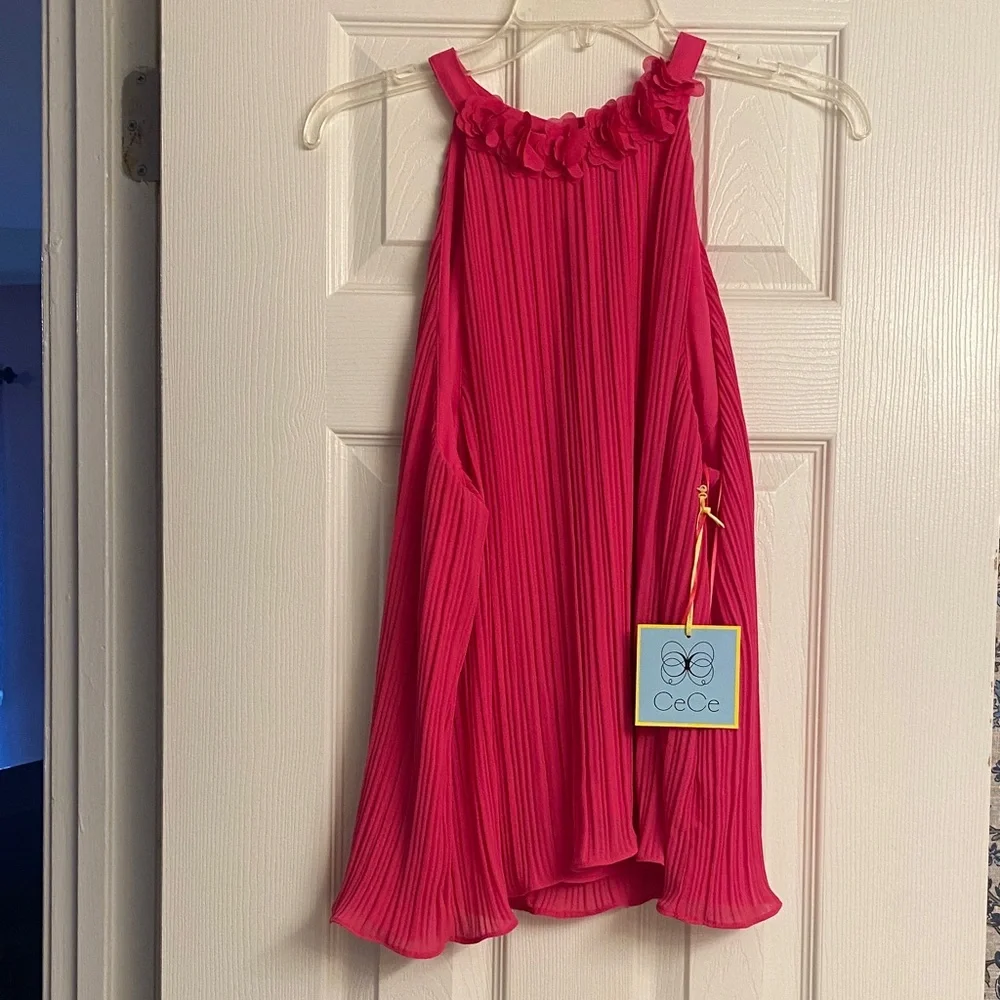 CeCe Fuchsia Ruffled Halter Blouse - Picture 1 of 2